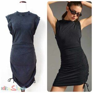 *Anthropologie* Daily Practice Utility Ruched Gray Mini Dress, SMALL - NEW!